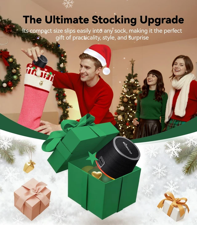 Alt view image 2 of 7 - Stocking Stuffers for Teen Boys, Gifts for Men, Portable Bluetooth Speaker Magnetic Phone Stand, TWS Pairing, 9 RGB Modes, IPX5 Waterproof, White Elephant Gifts for Teen Adults Men, Home/Office
