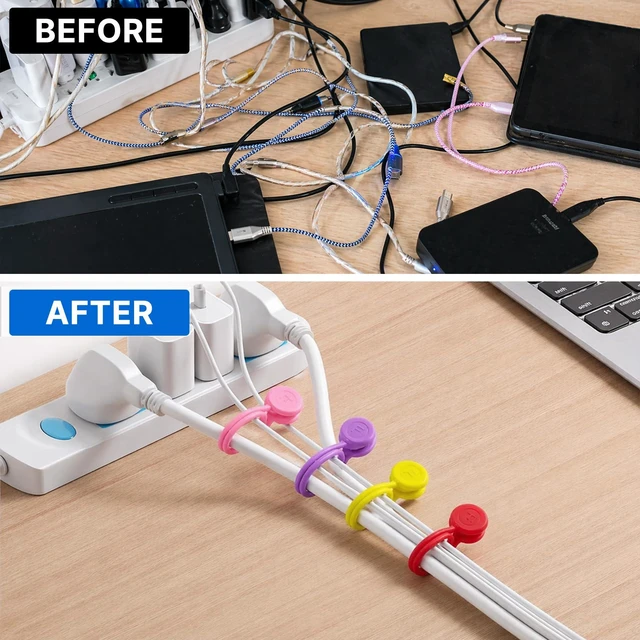 Alt view image 7 of 7 - Magnetic Cable Ties 12 Pack, 6.88 Inch Reusable Silicone Cord Organizer Wraps, Strong Magnet Cable Management Straps for Charging Cords, USB Cables, Earbuds, Desk, Travel, Assorted Colors