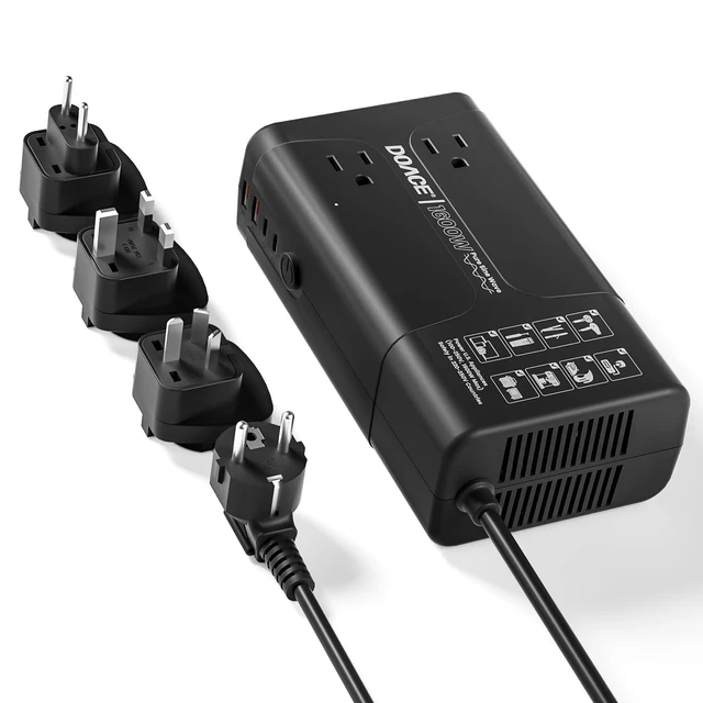 Main image of 1600W Voltage Converter US to Europe for Hair Dryer Straightener Curler Step Down 220V to 110V Converter for European Travel, Pure Sine Wave Voltage Transformer, No Limit for Any US appliances