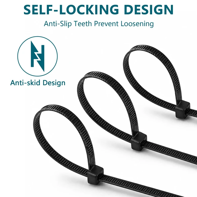Alt view image 5 of 7 - Zip Ties Heavy Duty Assorted Sizes (12"+18"+20"+24")-300 Pack Black Large Cable ties,UV Resistant Nylon 66 Wire Ties for Outdoor Cable Management, Fence, Tarps, Garden