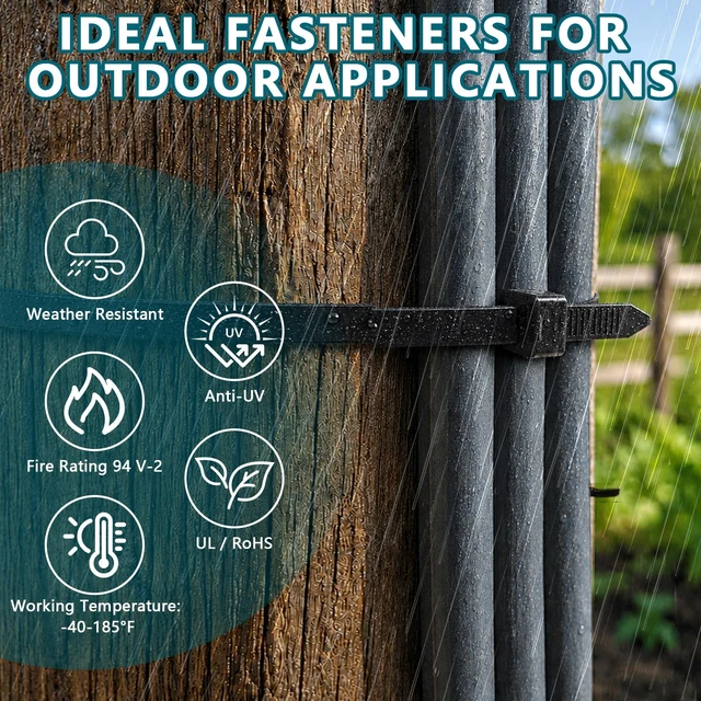 Alt view image 7 of 7 - Zip Ties Heavy Duty Assorted Sizes (12"+18"+20"+24")-300 Pack Black Large Cable ties,UV Resistant Nylon 66 Wire Ties for Outdoor Cable Management, Fence, Tarps, Garden