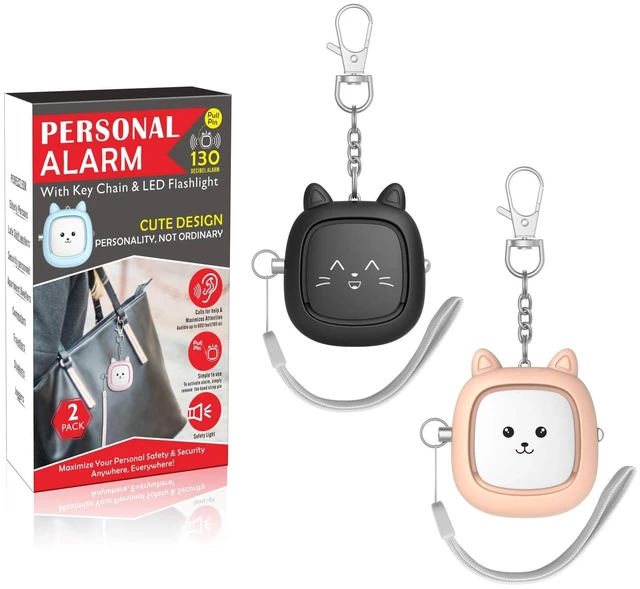 Main image of Personal Safety Alarm, 2 Pack Loud 130dB Siren Emergency Panic Alarm with LED Light, Easy Pull Pin Keychain Self-Defense Security Alarm for Women, Seniors, Kids