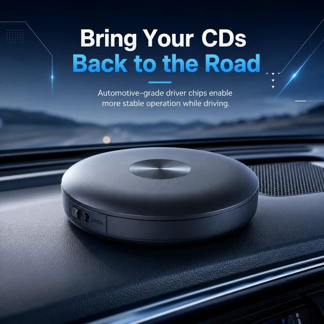 Main image of External CD Player for Car, Portable USB Car CD Player Plug and Play, Universal Compact Vehicle CD Disk Reader Compatible with Cars, SUVs, Trucks, PC