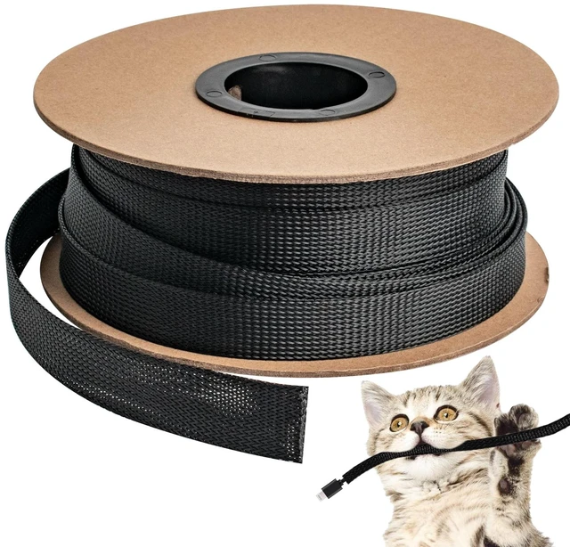 Main image of 100ft 1 Inches Braided Wire Loom Automotive PET Cable Loom Expandable Braided Cable Sleeving Mesh Wire Loom for TV, Computer, Home Theater, Black