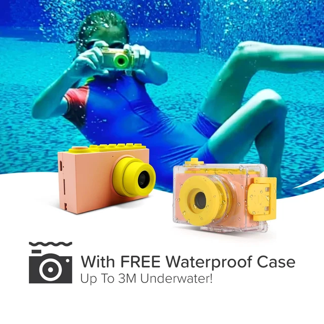 Alt view image 3 of 7 - myFirst Camera 2 - Kids Action and Underwater Camera, 8MP 1080P HD Video Toddler Digital Camera, Webcam, Tripod Mount, MicroSD Card, Neck Lanyard, Christmas or Birthday Gift for Kids 3-12 (Pink)