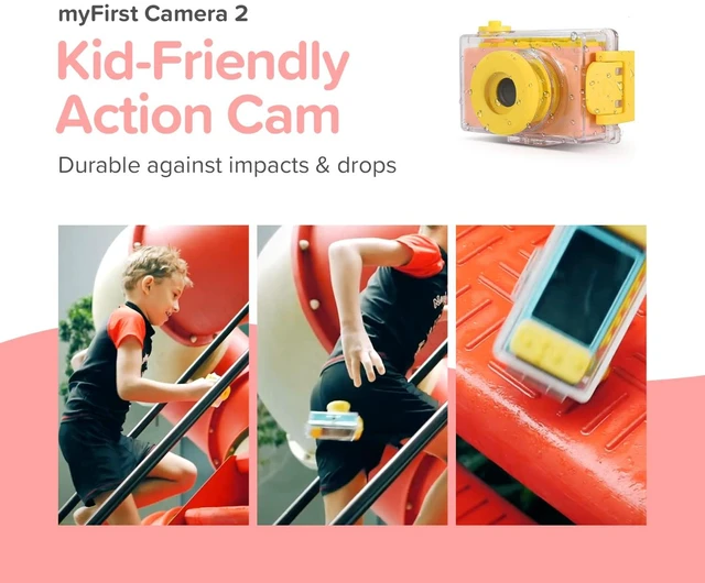Alt view image 4 of 7 - myFirst Camera 2 - Kids Action and Underwater Camera, 8MP 1080P HD Video Toddler Digital Camera, Webcam, Tripod Mount, MicroSD Card, Neck Lanyard, Christmas or Birthday Gift for Kids 3-12 (Pink)