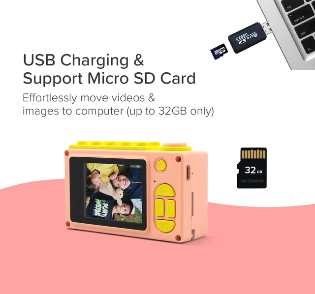 Alt view image 6 of 7 - myFirst Camera 2 - Kids Action and Underwater Camera, 8MP 1080P HD Video Toddler Digital Camera, Webcam, Tripod Mount, MicroSD Card, Neck Lanyard, Christmas or Birthday Gift for Kids 3-12 (Pink)