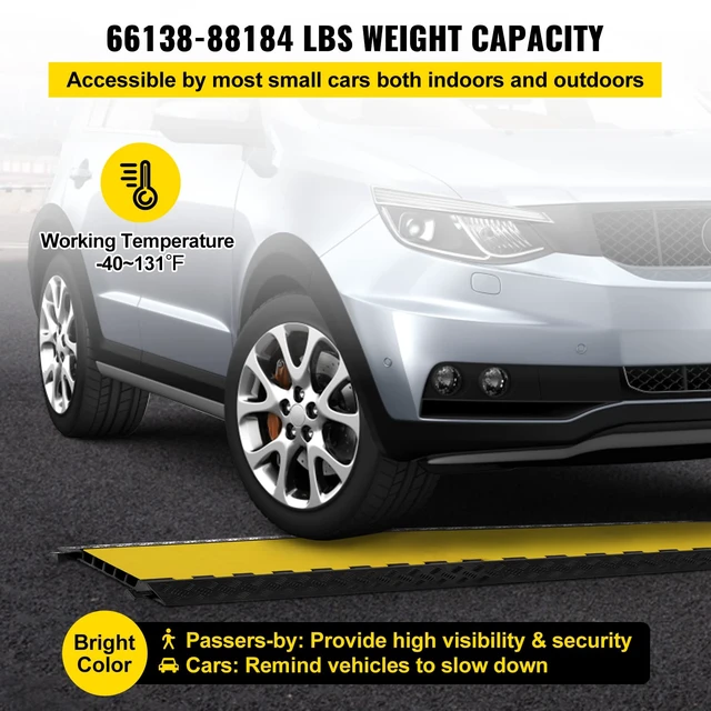 Alt view image 4 of 7 - 5 Channel Rubber Cable Protector Ramp Heavy Duty Wire Cord Cover 18000Lbs Load Capacity for Driveway, Modular Interlocking Connection, Cable Traffic Speed Bump, with Flip-Open Top Cover