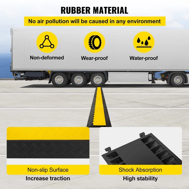 Alt view image 5 of 7 - 5 Channel Rubber Cable Protector Ramp Heavy Duty Wire Cord Cover 18000Lbs Load Capacity for Driveway, Modular Interlocking Connection, Cable Traffic Speed Bump, with Flip-Open Top Cover