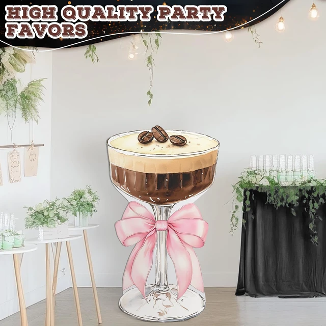 Alt view image 2 of 6 - 4ft Martini Cardboard Cutout Tini Bit Older Birthday Pink&Brown Large Espresso Martini Standee, A Bit Older Birthday Backdrop for Women Bachelorette Bridal Shower Bar Photo Prop
