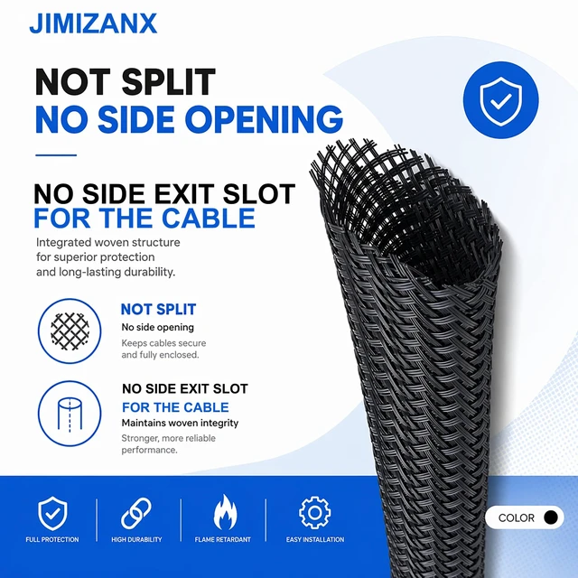 Alt view image 3 of 7 - 32ft 1.4" Expandable Wire Loom Cover, Flexible Cable Sleeve Cord Management Black PET Braided Wire Harness Cover Shield Sleeve Durable Abrasion Resistance Cord Protector for Automotive Robot Machinery