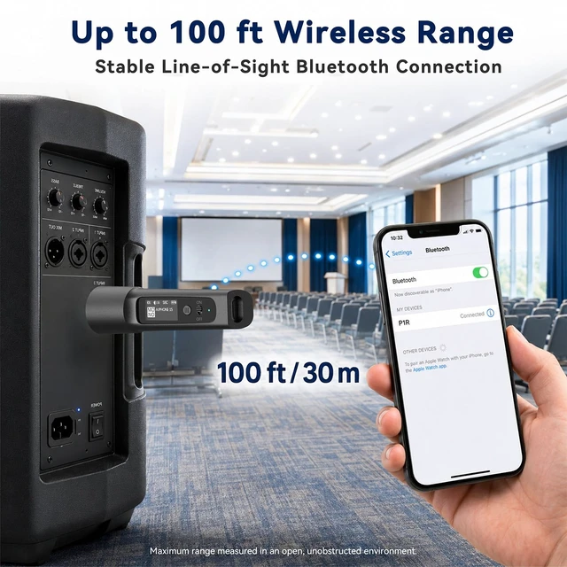 Alt view image 4 of 7 - Wireless XLR Bluetooth Receiver, High-Fidelity Audio Bluetooth Audio Adapter for PA Speakers, Mixers & Live Sound, OLED Display, 14H Battery, 100 FT Range