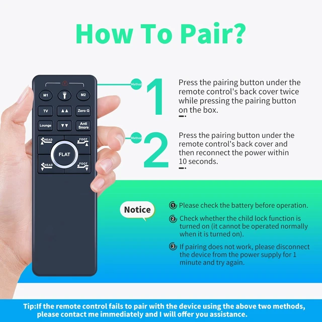 Alt view image 3 of 7 - Replacement Remote for MLILY/EGOHOME/Richmat HJH89B Adjustable Bed Easy pairing,Responsive control,for Slumba/Broward HJH89B bases. Zero Gravity