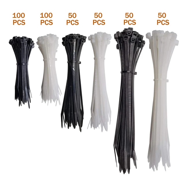 Alt view image 3 of 6 - Black and White Zip Ties Assorted Sizes 4+6+8 Inch 400 Pack Self-locking,Assorted Cable Ties 4 inch 6 inch 8 inch 12 inch each 100 Mix Pack,Heavy dutyFor indoor and outdoorbag Pack