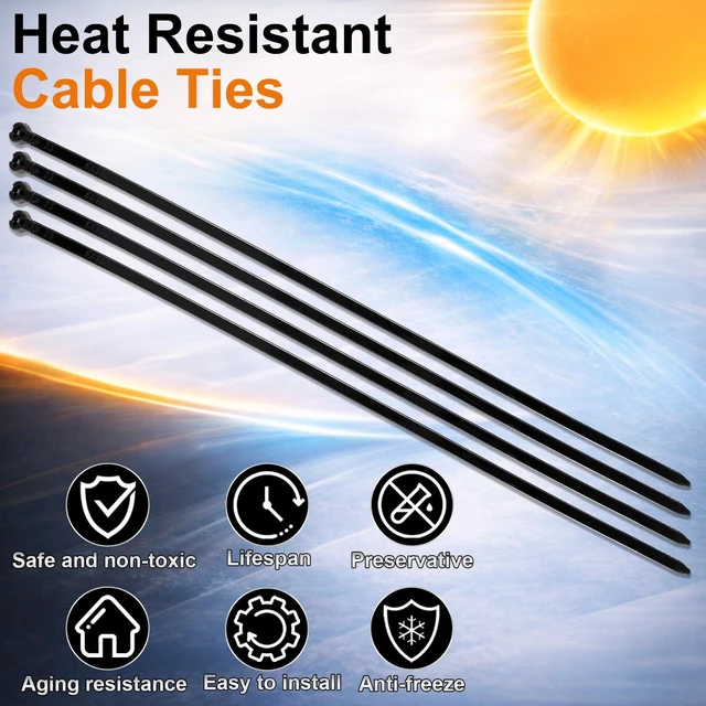 Alt view image 5 of 7 - 11 Inch 400 Pcs Black Zip Tie Cable Tie with Metal Tooth Self Locking Nylon Cable Zip Ties, 80 Lbs Tensile Strength, UV Resistant Wire Wraps Multi Purpose for Industrial Indoor Outdoor Use