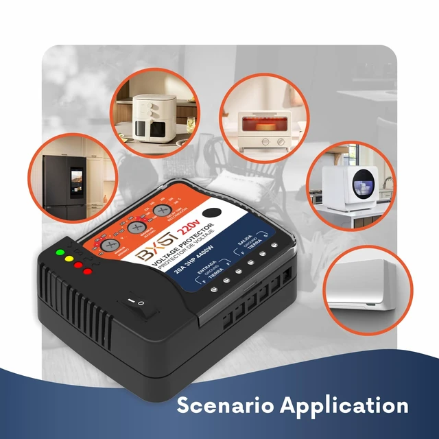 Alt view image 5 of 7 - Wiring Voltage and Brownout Surge Protector for Refrigerator TV 4400W Appliance AIR Conditioning Inverter Mini Split Adjustable Over/Under and Delay Time Voltage 20A 220V 140J