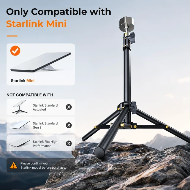 Alt view image 4 of 7 - Starlink Mini Tripod Stand Mount, 2 Level Adjustable Foldable Stable Includes: Aluminum Adapter, Storage Bag, Stainless Screws, ToolFree Installation