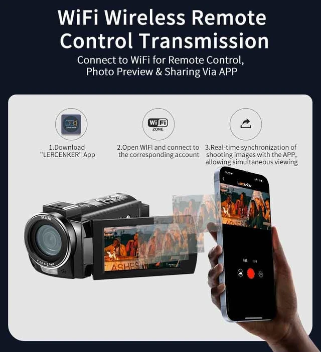 Alt view image 7 of 7 - 5K 30MP 50FPS Night Vision Camcorder IR Light 3" Touch Screen Vlog