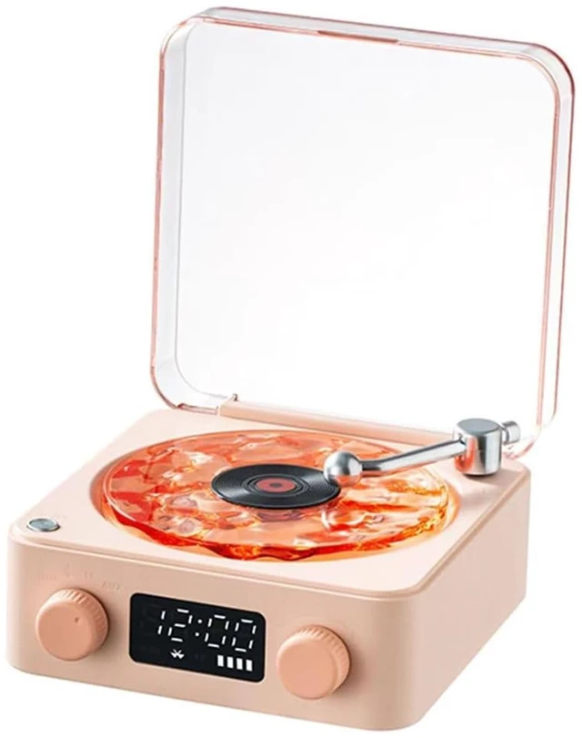 Main image of The Waves Vinyl Player, Waves Bluetooth Speaker, 2025 New Portable Vintage Vinyl Speaker with Adjustable Light and Time for Bedroom, Party (Pink)