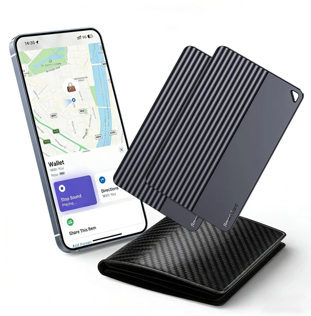 Main image of Wallet Tracker Card for Apple Find My, 5-Year Battery Bluetooth Item Finder for iPhone, Slim Smart Tracking Card for Wallet, Luggage, Passport, Purse, Backpack, iOS Only(2-Pack)