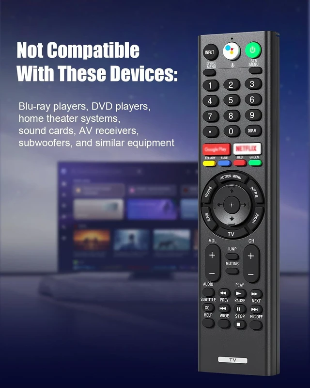 Alt view image 4 of 7 - Replacement Remote for Sony TV with Glow-in-The-Dark Green Protective Case Compatible with for Sony Bravia XR/XBR/KD/K Series Google/Android TVs,for 20162026 Models