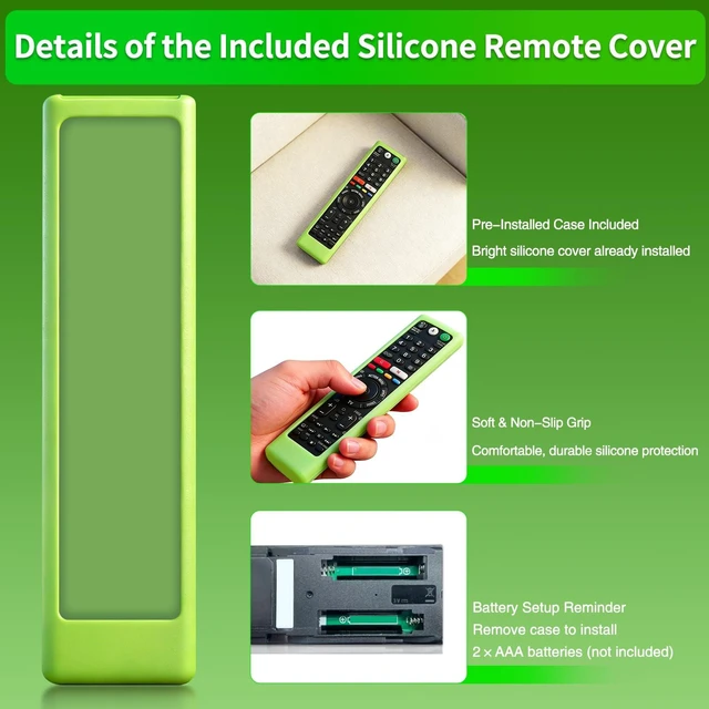 Alt view image 5 of 7 - Replacement Remote for Sony TV with Glow-in-The-Dark Green Protective Case Compatible with for Sony Bravia XR/XBR/KD/K Series Google/Android TVs,for 20162026 Models