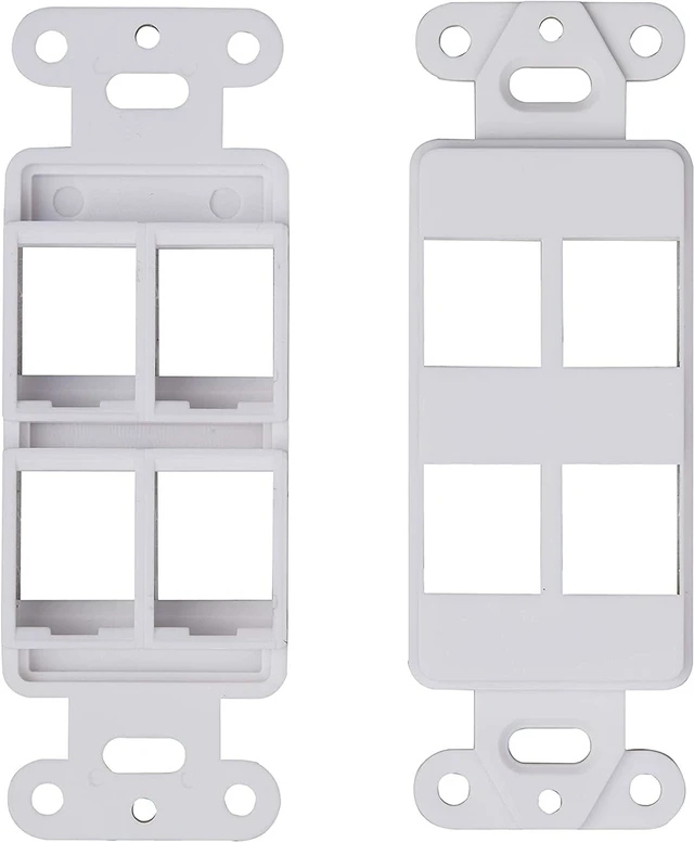 Alt view image 4 of 5 - 10 Pack Keystone Wall Plate 4 Port, White Decorator Insert Cover for Ethernet, HDMI, Coax, Cat6 Cat5, RJ45, Home & Office Installations
