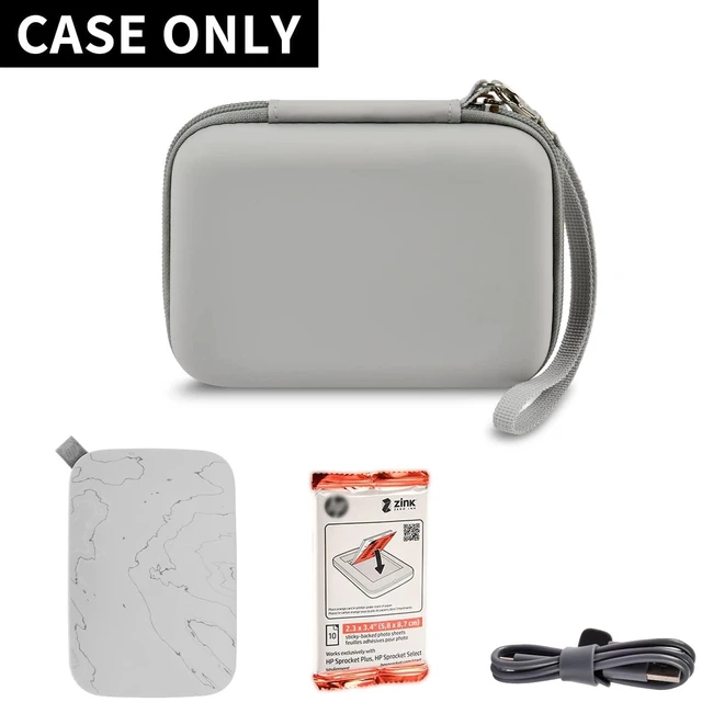 Alt view image 3 of 7 - Hard Case for HP Sprocket Portable 2x3, Select and 2nd Edition Grey Organizer, Room for Photo Paper, USB Cable and Small Accessories, School Projects, Parties and Trip - Box Only