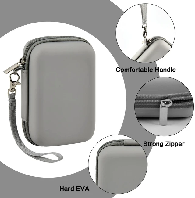 Alt view image 5 of 7 - Hard Case for HP Sprocket Portable 2x3, Select and 2nd Edition Grey Organizer, Room for Photo Paper, USB Cable and Small Accessories, School Projects, Parties and Trip - Box Only