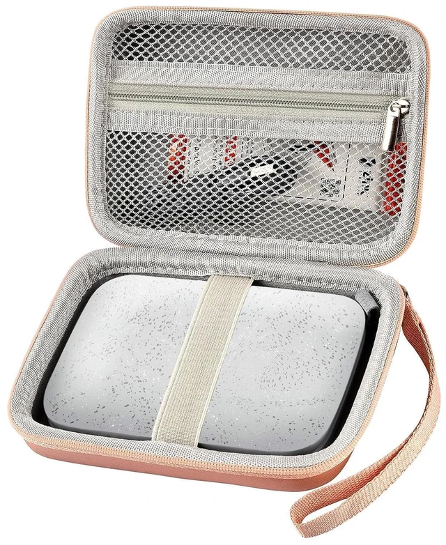 Main image of Hard Case for HP Sprocket Portable 2x3, Select and 2nd Edition Rose Gold Organizer, Room for Photo Paper, USB Cable and Small Accessories, School Projects, Parties and Trip - Box Only