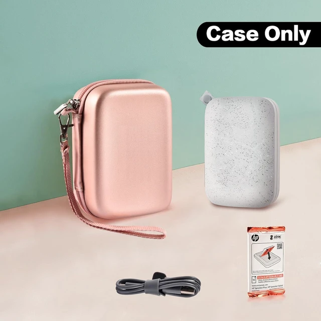 Alt view image 3 of 7 - Hard Case for HP Sprocket Portable 2x3, Select and 2nd Edition Rose Gold Organizer, Room for Photo Paper, USB Cable and Small Accessories, School Projects, Parties and Trip - Box Only