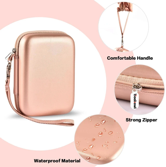 Alt view image 5 of 7 - Hard Case for HP Sprocket Portable 2x3, Select and 2nd Edition Rose Gold Organizer, Room for Photo Paper, USB Cable and Small Accessories, School Projects, Parties and Trip - Box Only
