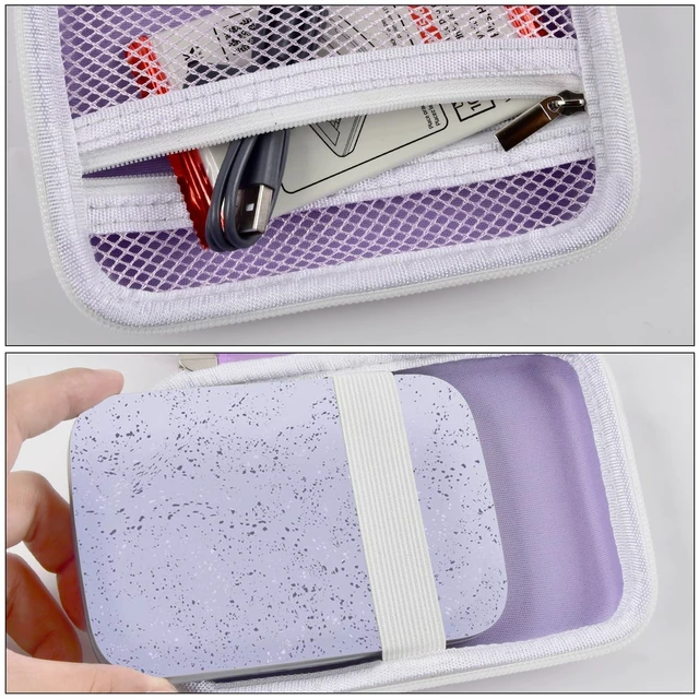 Alt view image 4 of 7 - Hard Case for HP Sprocket Portable 2x3, Select and 2nd Edition Purple Organizer, Room for Photo Paper, USB Cable and Small Accessories, School Projects, Parties and Trip - Box Only