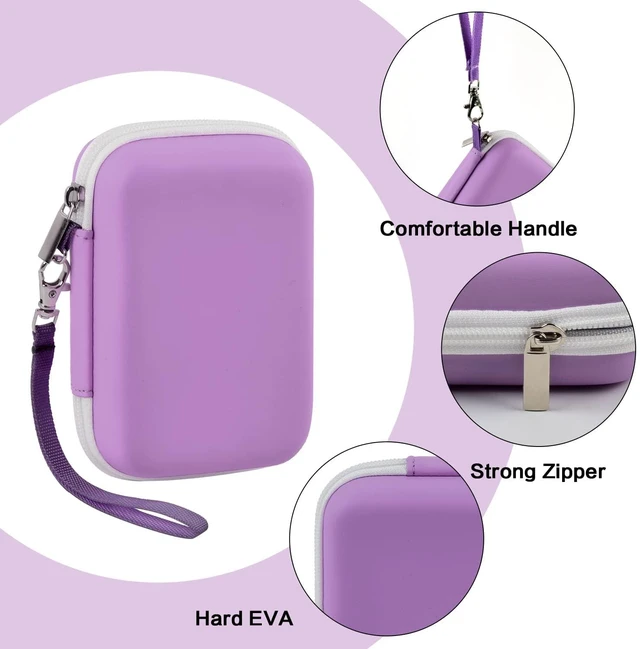 Alt view image 5 of 7 - Hard Case for HP Sprocket Portable 2x3, Select and 2nd Edition Purple Organizer, Room for Photo Paper, USB Cable and Small Accessories, School Projects, Parties and Trip - Box Only