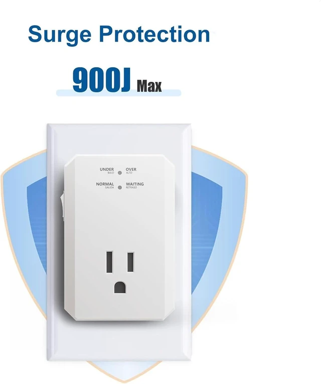 Alt view image 2 of 6 - Single Outlet Surge Protector, Small Surge Protector Wall Tap with Ground Protected Light Indicators for Refrigerators, PC, TV, Xbox Series X, PS5 and Home Appliances, 15A, 1875W, 120V, 4 Pack