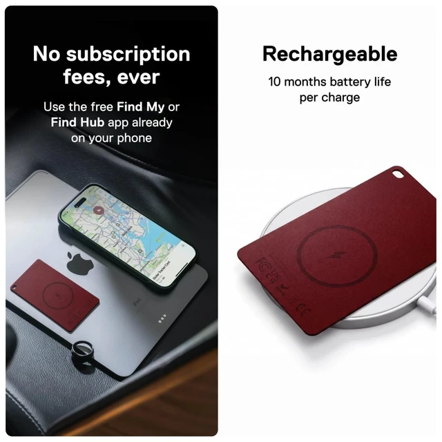 Alt view image 3 of 7 - Tracker Card, Wallet Tracker for iPhone & Android, Rechargeable Bluetooth Tracking Card Works with Apple Find My & Google Find Hub, Slim Wallet Locator - Credit Card-Sized Tracker for Wallets