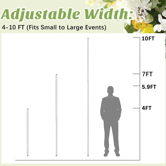 Alt view image 3 of 6 - 1 Pcs 4-10ft Adjustable Crossbar for Backdrop Stand Double Layer Support Bar Fits Pipe and Drape Systems for Wedding Backdrops, Parties, Photo Booths and Events