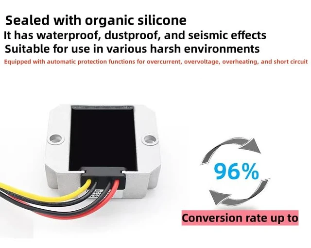 Alt view image 6 of 7 - DC-DC (15V-32V) 120W 10A 24V to 12V Buck Converter, Power Transformer, Voltage Regulator IP68 Waterproof Module for Scooters, Cars, Trucks