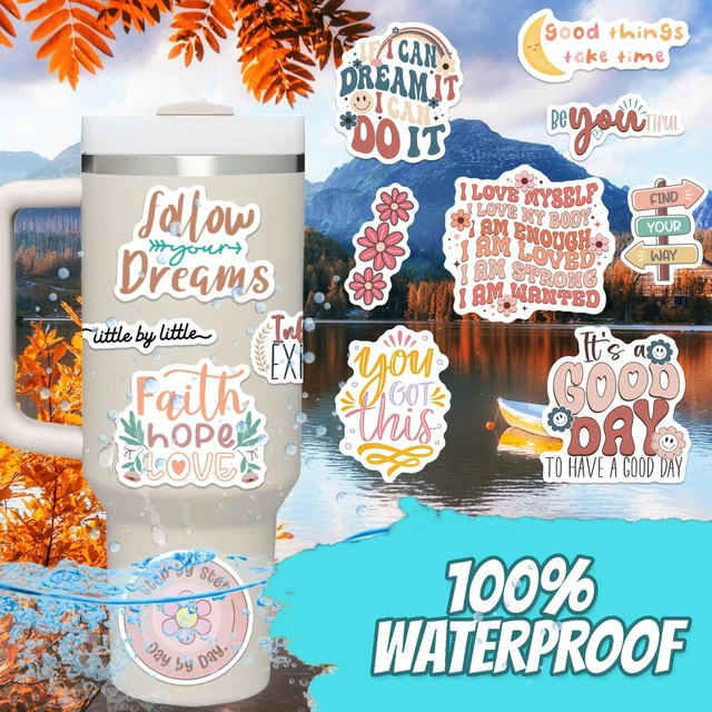 Alt view image 4 of 7 - 300PCS Motivational Stickers for Vision Board by Water Bottles Laptops, Inspirational Quote Waterproof Vinyl for Journals Cups, Affirmation Boho Stickers for Women Holographic