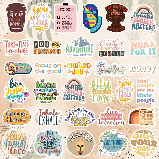 Alt view image 5 of 7 - 300PCS Motivational Stickers for Vision Board by Water Bottles Laptops, Inspirational Quote Waterproof Vinyl for Journals Cups, Affirmation Boho Stickers for Women Holographic