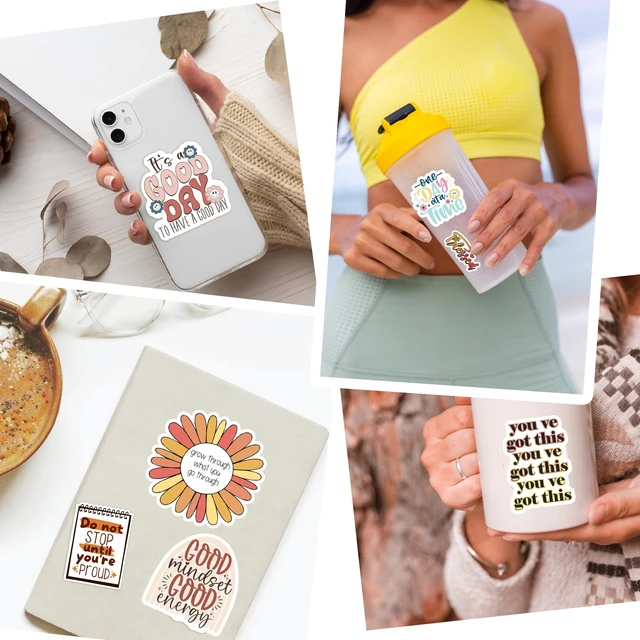 Alt view image 6 of 7 - 300PCS Motivational Stickers for Vision Board by Water Bottles Laptops, Inspirational Quote Waterproof Vinyl for Journals Cups, Affirmation Boho Stickers for Women Holographic