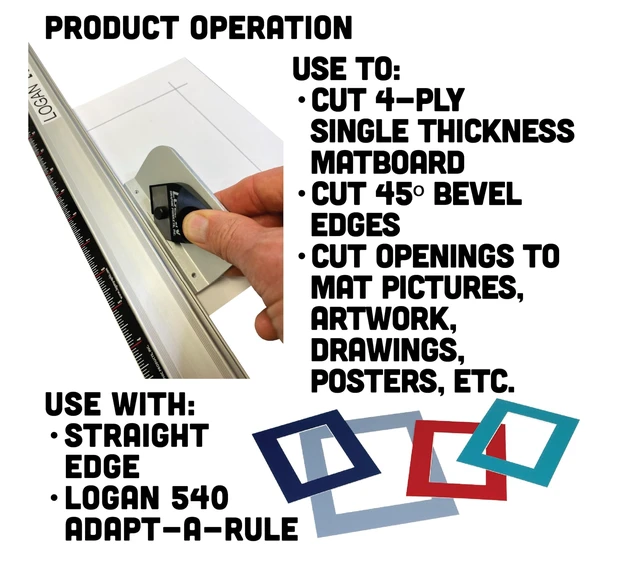 Alt view image 4 of 6 - Authentic Brand 2000 Push Style Mat Cutter for Matting and Picture Framing, Made in the USA