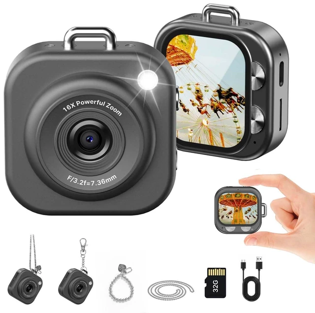 Main image of Mini Keychain Camera,1080P Mini Digital Camera with 32GB Card 750mAh long Battery keychain camera,Zinc Alloy Body,2" HD LCD Display & Flash,Pocket-Size Small Camera for Travel, Birthday