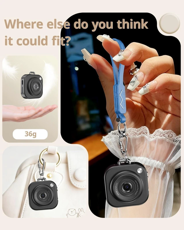 Alt view image 5 of 7 - Mini Keychain Camera,1080P Mini Digital Camera with 32GB Card 750mAh long Battery keychain camera,Zinc Alloy Body,2" HD LCD Display & Flash,Pocket-Size Small Camera for Travel, Birthday