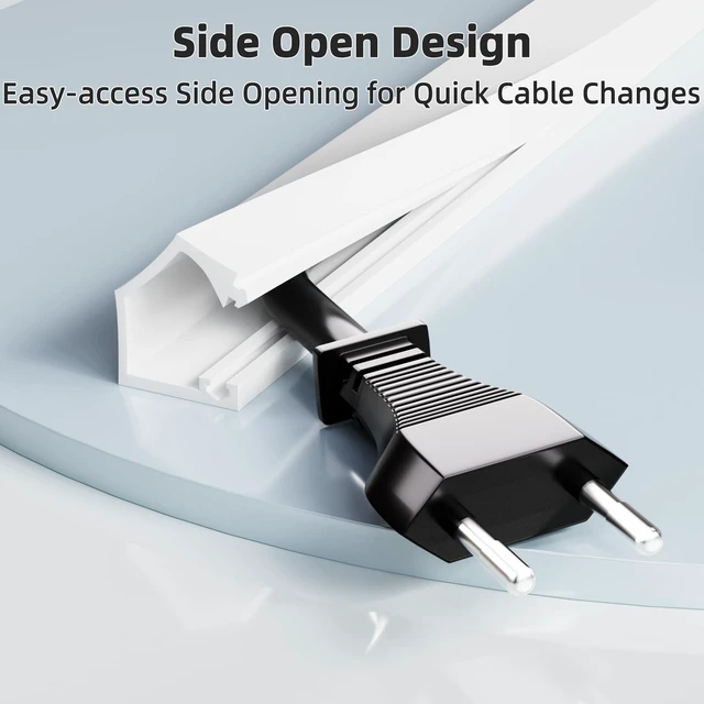 Alt view image 2 of 7 - 118" Flexible Cord Hider for 1 Cable,Side-Open Cord Covers for Wire on Wall Self-Adhesive TV Cable Cover,Small Wire Concealer Hide Wires Along Wall,Cable Raceway for Home Office,White