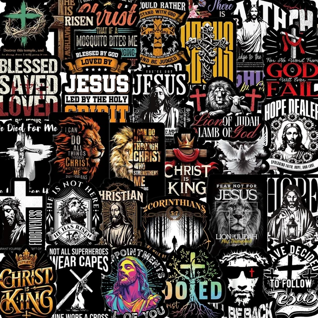 Main image of 100pcs Jesus Bible Verse Stickers Christian Religious Faith Decals 50Designs,Easy to Peel, Good Adhesive, Vivid Color, Waterproof Vinyl, Bible Study Prayer Board Supplies, Decor Water Bottle