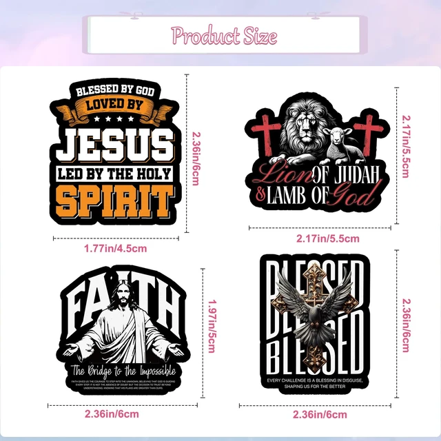 Alt view image 3 of 6 - 100pcs Jesus Bible Verse Stickers Christian Religious Faith Decals 50Designs,Easy to Peel, Good Adhesive, Vivid Color, Waterproof Vinyl, Bible Study Prayer Board Supplies, Decor Water Bottle