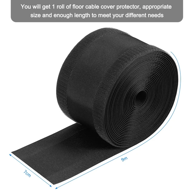 Alt view image 2 of 6 - Carpet Cord Cover Floor Cable Protector, 2.8 Inch X 30 Feet, Black Hook Loop Adhesive Design, Carpet Wire Cover, Floor Cable Management, Prevents Tripping, for Office Carpet Organized Protect