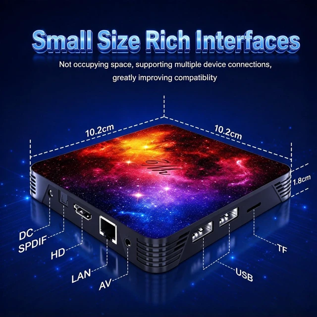 Alt view image 3 of 7 - 2026 Android TV Box, 4GB RAM 128GB ROM, 8K HDR,Quad-Core Processor WiFi 6 Dual Band, Bluetooth 5.0, USB 2.0/3.0,HDMI,LAN Ports H.265 Decoding Smart Box for TV