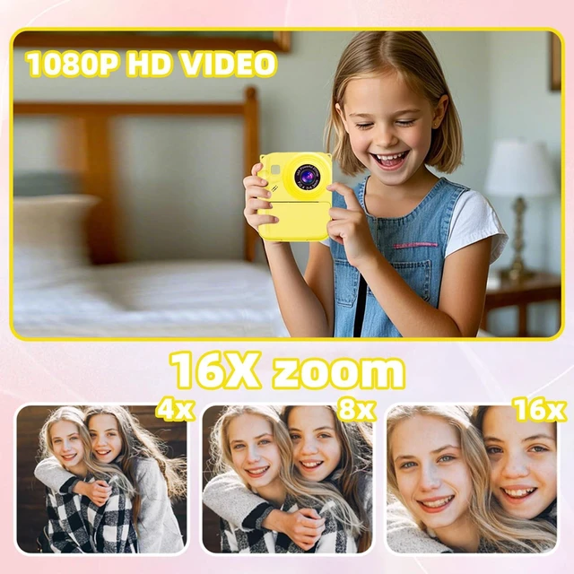 Alt view image 5 of 7 - Instant Print Camera for Kids, 1080P Video Camera with 3 Print Rolls 32GB Card & Cute Cover, Gift for Girls Boys Age 3-12, Toddler Digital Camera with Games, Filters, Music Yellow